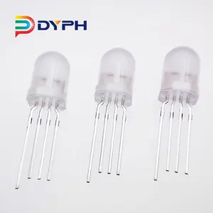 DyPh LED through hole type dip led milky / fog lens 4 PINS RGB LED WS2812 IC built-in 8mm led diode for 12V RGB pixel light