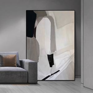 <span class=keywords><strong>Pittura</strong></span> murale astratta di tela bianca nera fatta a mano <span class=keywords><strong>pittura</strong></span> a olio <span class=keywords><strong>geometrica</strong></span> moderna minimalista decorazione di arte della parete - Product Image 3