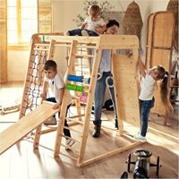 Parque de Juegos Montessori de Madera de Alta Calidad, Seguro, 8 en 1, para Interiores, con Tobogán, Columpio y Estructura de Escalada, Personalizable