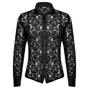 Robe Sexy en tulle à manches longues pour homme, tenue de soirée en dentelle florale, vêtement de Jazz - Product Image 3