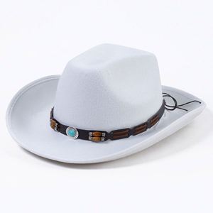 Wholesale New Arrival Wood Beads Mexican Felt Cowboy <b>Hats</b> Europe American Fashion Women <b>Purple</b> Western Cowboy <b>Hats</b> - Product Image 6
