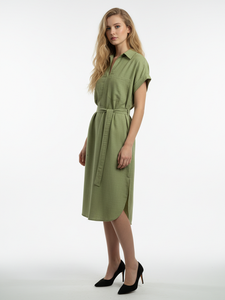 बनावट छोटी आस्तीन मिडी शर्ट पोशाक hb2509p68 - Product Image 3