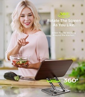 Support de livre rotatif à 360° en métal, pince de maintien de page, hauteur/angle réglables, base antidérapante mains libres, compatible avec les tablettes et les livres de cuisine