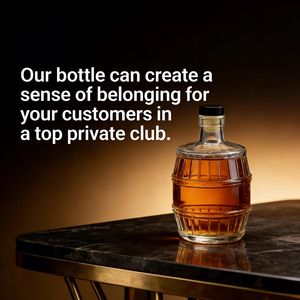 Bouteille en verre transparente personnalisée de 500 ml en forme de tonneau à vin vide avec bouchon couronne et impression de logo personnalisée pour la tequila - Product Image 5