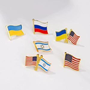 Pins de Solapa de Alta Calidad, Diseño Personalizado, Banderas Nacionales, Pin Esmaltado, Broche Metálico Patriótico de Amistad - Product Image 2