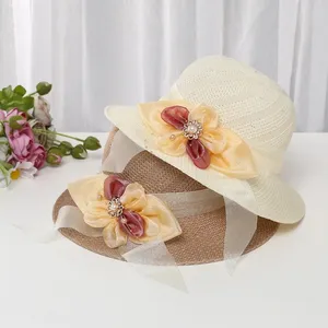 Furtalk — chapeau pliable en dentelle pour femme, accessoire d'été tendance à Large bord, en paille avec nœud papillon et visière de Protection solaire