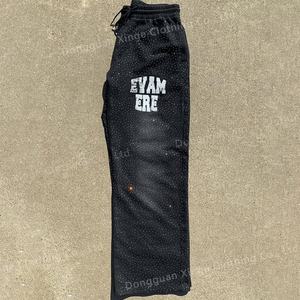Pantalon de survêtement homme personnalisé, épais, coupe oversize, style vintage délavé soleil, délavé à l'acide, baggy, avec strass - Product Image 3