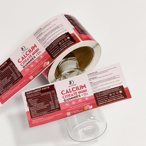 Etiqueta adhesiva mate personalizada antiarañazos para botellas, rollo de etiquetas de vinilo para envasado de productos de belleza, para vitaminas y gomitas de calcio - Product Image 1