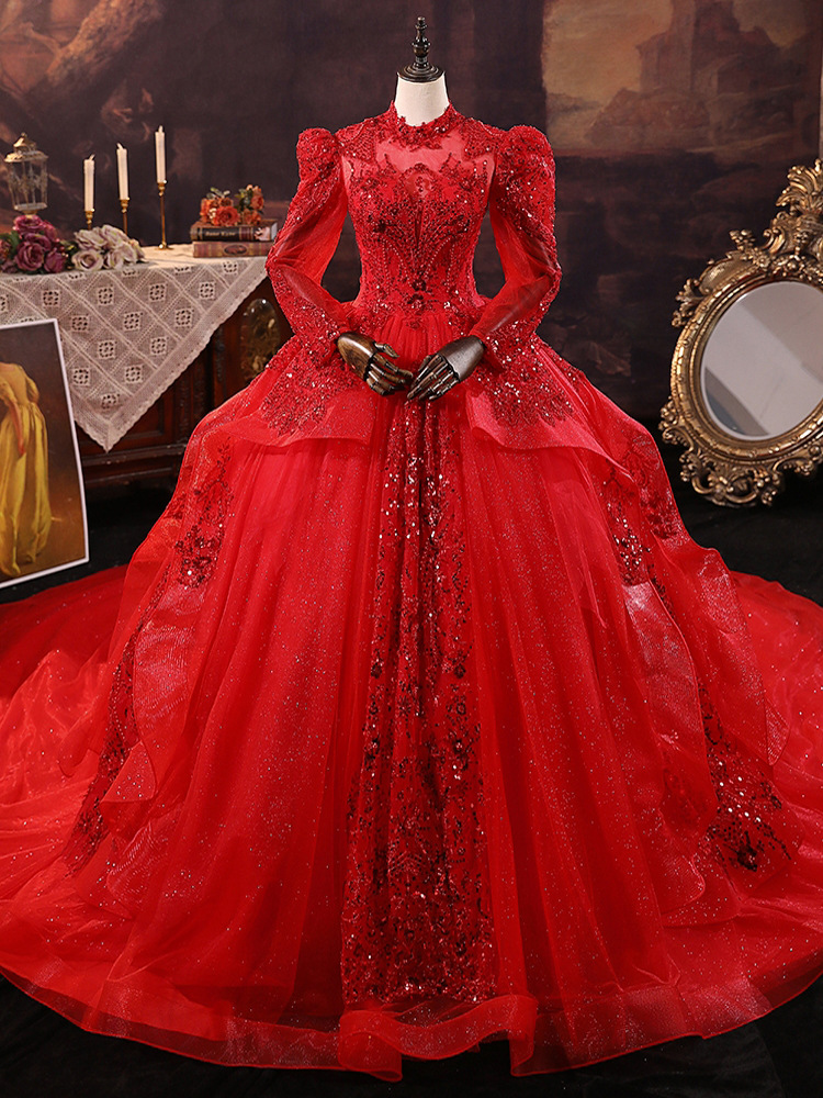 Shop Our 2024 Custom Luxury Wine Red Long Sleeves Wedding Dresses Shop Our 2024 Custom Luxury Wine Red Long Sleeves Wedding Dresses