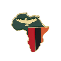 Broche Épinglette Émaillée Carte d'Afrique 3D Personnalisée Drapeaux des Nations Zambie, Somalie, Nigéria, Ouganda, Libéria, Rwanda, Maroc, Mozambique Sans Nickel