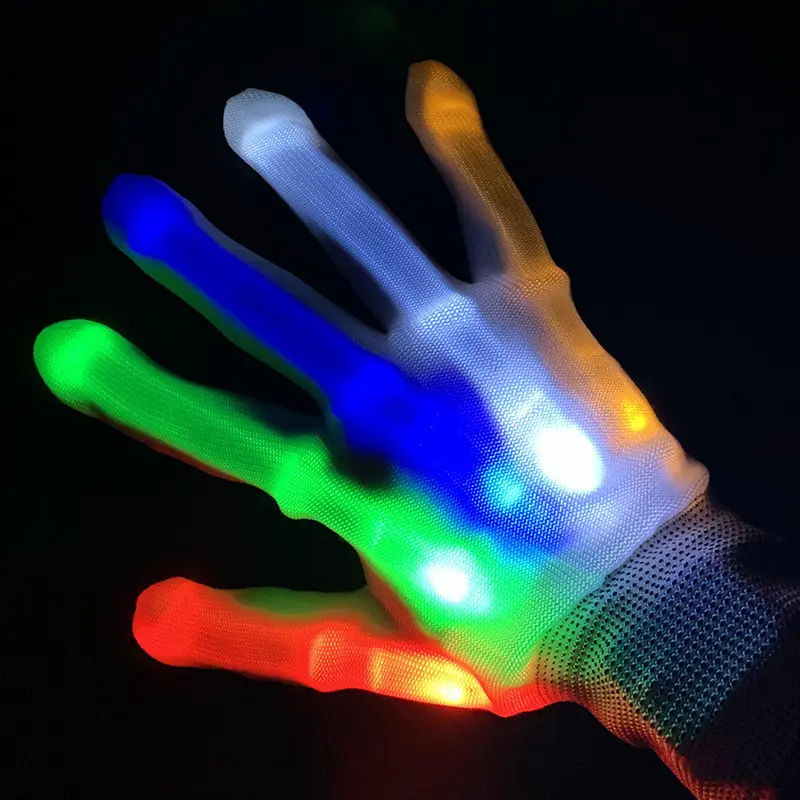 Pemasok sarung tangan jari menyala, mainan lucu Led kedip lampu jari 6 mode menyala hadiah halloween monster