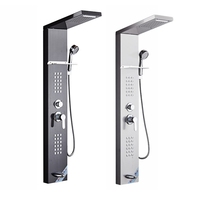 Colonne de douche moderne en acier inoxydable avec LED, finition nickel brossé noir, 5 jets de massage, pour OEM/ODM