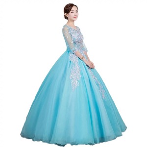 Sky Blue Stage Performance Dress Women Long Tutu Art Exam Solo Dress With Straps General Purpose Type - Product Image 5