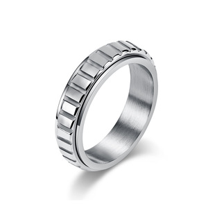 Unisex Stainless Steel <b>Ring</b> Gold Geometric Rotating Pattern Index Finger Streetwear Jewelry Gift - Product Image 5