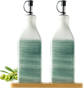 Juego de vinagreras de botellas de cerámica al por mayor para condimentos dispensador de aceite de cocina y vinagre botella de condimentos de aceite de <span class=keywords><strong>oliva</strong></span> hecha a mano con corcho - Product Image 5