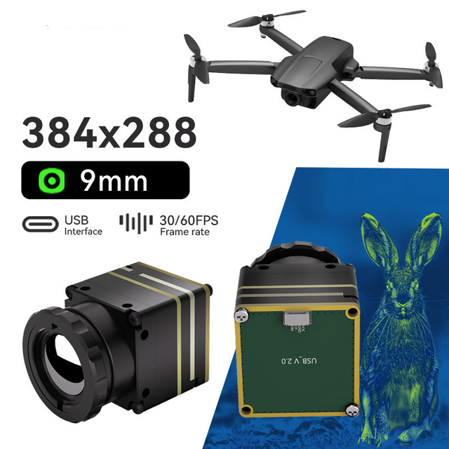 Mini USB Thermal Imaging Camera Infrared Night Vision Module 9mm 4mm UV Mini Series 256 384 640 Industry Drone Application