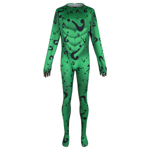 Combinaison de cosplay Riddler verte à motif de signe d'interrogation, costume unisexe pour spectacle sur scène - Product Image 2