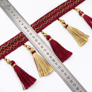 Rideau de 11 centimètres avec bordure en dentelle, décoration de mariage, pendentif <span class=keywords><strong>boule</strong></span> bicolore en dentelle, pompon fluide - Product Image 1