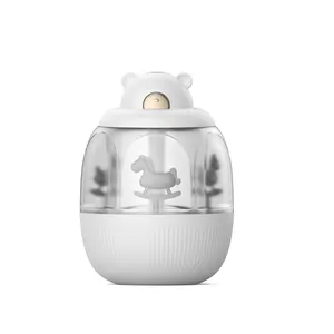 Newest USB humidifier Mini Desktop Carousel music box Water mist spray Air Humidifier with night light for Home Bedroom