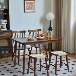 Juego de mesa de comedor de madera maciza de 4 piezas, rectangular, duradero, para uso doméstico y comercial. - Product Image 3