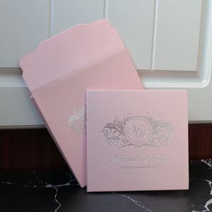 Élégantes cartes d'invitation de <span class=keywords><strong>mariage</strong></span> en carton rigide rose pailleté argenté avec enveloppe - Product Image 5