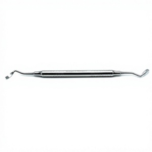 Raspador de hueso dental Injerto Hoja curva Implante quirúrgico de doble extremo Cirugía Curetaje Instrumentos de calidad de grado metálico - Product Image 1