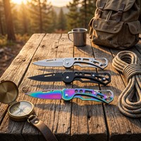 Mini couteau pliant léger pour porte-clés, lame de 6 cm, manche en acier inoxydable, couteau de camping, couteau EDC pour l'extérieur