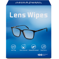 Lingettes nettoyantes pour lentilles - Pré-humidifiées, extra douces, emballées individuellement, lingettes pour nettoyer les lunettes et les écrans - Sans traces