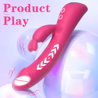2 in 1 Dual Head Rabbit Vibration Silikon Wasserdichtes wiederauf lad bares G-Punkt Rabbit Dildo Vibrator Sexspielzeug für Frauen Masturbation