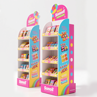 Présentoir portable moderne personnalisé en carton ondulé pour snacks, noix, pain, bonbons, chocolat, chips