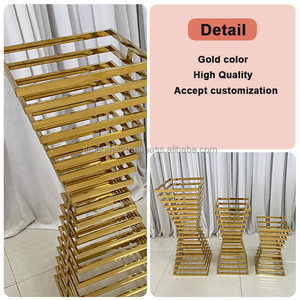 SMOOTH Morden Gold Flower Cake Pedestal <b>Stand</b> Stainless steel Gold Flower <b>Stand</b> for Wedding & Baby Shower <b>Backdrop</b> Decoration - Product Image 5