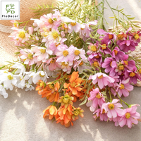 Bouquet de marguerites artificielles en soie de 64 cm, orange et blanc, mini-fleurs de cosmos pour mariage, maison, décoration de la Saint-Valentin, vente en gros