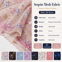 Tela de malla con lentejuelas estampadas, malla elástica con purpurina para vestidos de fiesta, ropa de baile, disfraces de escenario, tela personalizada al por mayor por rollo