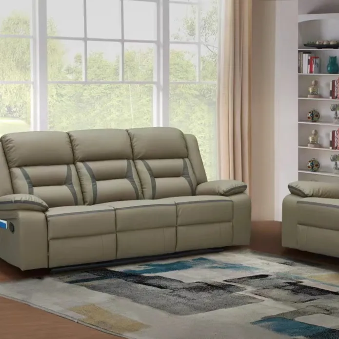 Set Sofa kulit mewah, Set Sofa Modern 3 dudukan bentuk L, kursi malas dan kursi cinta untuk ruang tamu