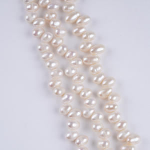 สร้อยคอมุกน้ำจืดสีขาวทรงข้าว ขนาด 6-7 มม. สำหรับงาน DIY อุปกรณ์กึ่งสำเร็จรูป มีรูสำหรับร้อย - Product Image 3