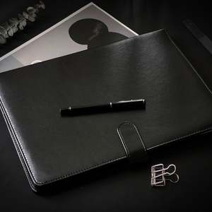 A4 PU Leather <b>Binder</b> <b>Notebook</b> Pocket File Business Organizer Durable A4 PE Conference Folder for School Document Storage - Product Image 4