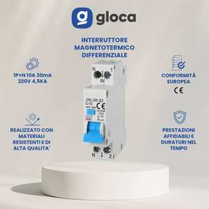 Interruptor Diferencial Gloca JXL30 1P+N 10A 30mA 250V C10 Montaje DIN Protección Eléctrica - Product Image 2