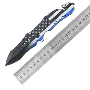 Cuchillo Plegable OEM Personalizado para Pedidos Pequeños, Hoja de 9 Pulgadas con Punta de Lanza, Línea Azul Patriótica, Bandera Americana de EE. UU., con Bloqueo Liner Lock - Product Image 5