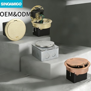 SINOAMIGO Aleación de zinc Datos de potencia redonda IP65 Caja de enchufe de piso hermética <span class=keywords><strong>para</strong></span> piso de acceso elevado o piso de concreto - Product Image 1