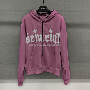 100% Cotton High Quality <b>Full</b> <b>Zip</b> <b>up</b> <b>Hoodie</b> Manufacturers French Terry 3D Puff Printing Heavyweight Oversized <b>Zip</b> <b>up</b> <b>Hoodie</b> - Product Image 6