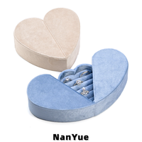 Boîte à bijoux en velours de luxe en forme de cœur pour la Saint-Valentin, avec logo personnalisé, double ouverture, boîte de rangement pour bagues, emballage cadeau pour mariage