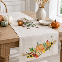 Chemin de table typographique neutre « Give Thanks » pour la table de Thanksgiving, style ferme, pour dîner d'automne et décoration de fêtes
