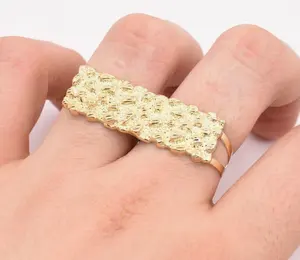 Nugget Custom Sieraden Vergulde Fashion Twee Vinger Ring Voor Mannen