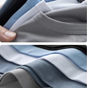 उच्च गुणवत्ता वाले स्पैन्डेक्स मोडल कपास टी शर्ट कस्टम ओ-गर्दन काले टी-शर्ट पुरुषों थोक के लिए थोक के कपड़े - Product Image 3