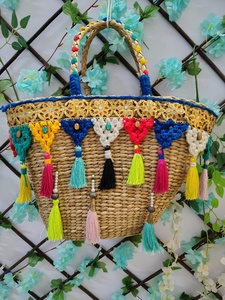 Women's Genuine <b>Leather</b> <b>Tote</b> <b>Bag</b> Colorful Rivet Decoration Casual Beach Handbag Handmade <b>Woven</b> Summer Shoulder <b>Bag</b> Zipper - Product Image 1