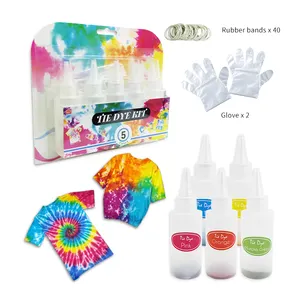Aangepaste 5 Kleuren 100Ml Kinderen Niet Giftig Vloeibaar Water-Proof Een Stap Tie Dye Professionele Kit