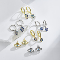 Vente chaude Cubic Zirconia Boucles D'oreilles Déclaration 18k Plaqué Or Boucles D'oreilles Accessoires 925 Sterling Silver Female Devil Eye Boucles D'oreilles