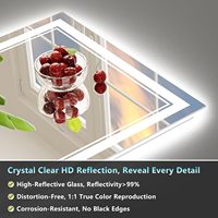 Miroir de salle de bain mural intelligent moderne avec éclairage LED argenté imperméable sans cadre, anti-buée, avec interrupteur tactile
