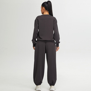 Tùy chỉnh thoáng khí cộng với kích thước Womens 2 mảnh trang phục sweatsuit hoạt động mặc áo thun áo thể thao hàng đầu Jogger Sweatpants - Product Image 5