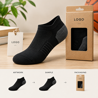 Chaussettes de sport basses noires pour basketball, avec coussinets de maintien de la cheville, talon rembourré, bout renforcé, maille respirante et manchette graduée